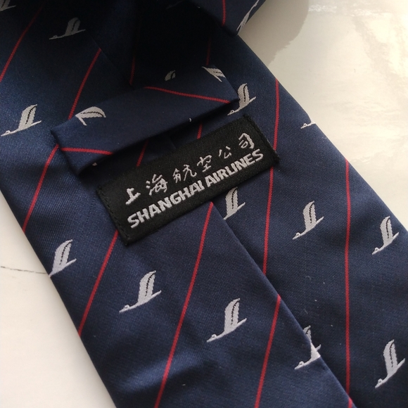 Vintage Shanghai Airlines Uniform Tie Necktie Antique Menswear Office Formalwear - Picture 5 of 8